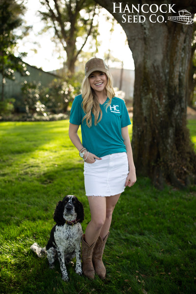 Hancock Cattle Teal V-Neck Short Sleeve T-Shirt
