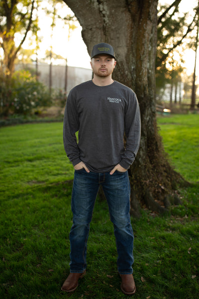 Hancock Original Charcoal Grey with White Long Sleeve T-Shirt