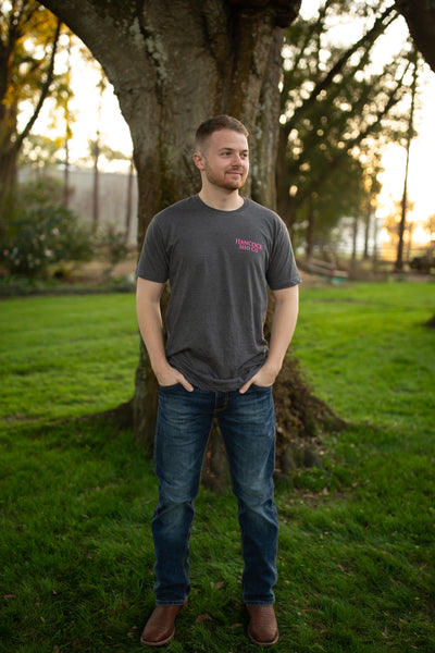 Hancock Harvest Charcoal Grey with Pink Short Sleeve T-Shirt