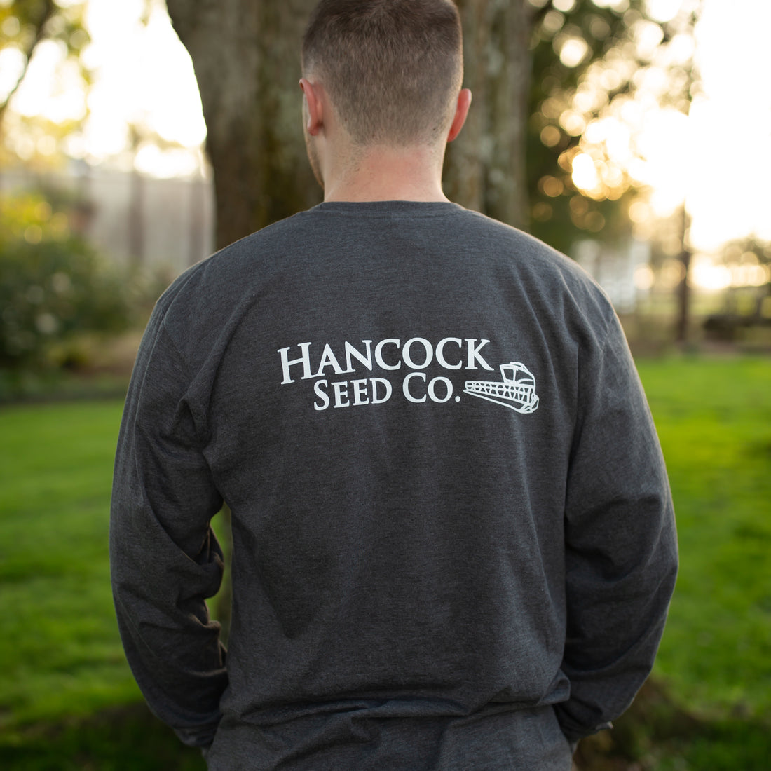 Hancock Original Charcoal Grey with White Long Sleeve T-Shirt